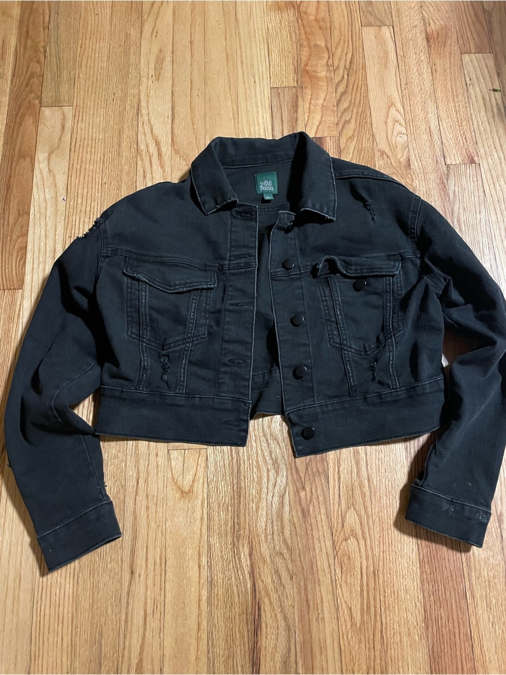 Wild Fable Cropped Black Denim Jacket - S